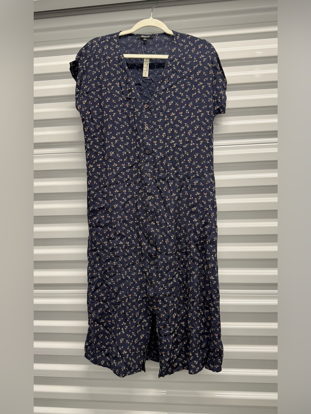 New NWT Madewell Navy Floral Button-Front Dress small